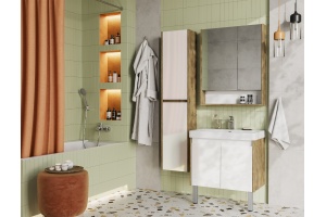 Комплект мебели Aquaton Сканди Doors 70 белый - светлое дерево - 2