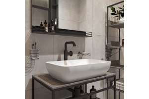 Мебель для ванной STWORKI Нюборг 70 с зеркалом, в стиле лофт, черная (комплект, гарнитур) - 3