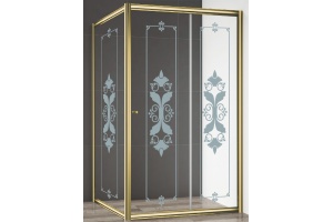 Душевая дверь в нишу Cezares Giubileo-BF-1 стекло с узором, золото - 3