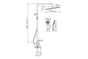 Душевая система WasserKraft 40 хром - 3