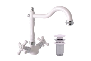 Смеситель для раковины Rav Slezak Morava retro белый - хром