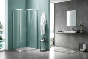 AQ NAA 2142-90 Душевой уголок 1/4 круга, двери раздвижные 900x900x2000, профиль хром, стекло прозрачное - 3