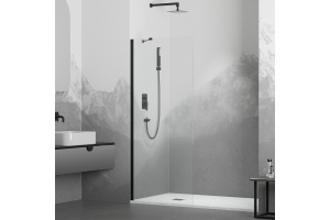 Душевая перегородка RGW Walk In 100х195 черная стекло прозрачное