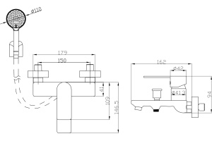 Смеситель для ванны с душем STWORKI WFT1035-2 - 2