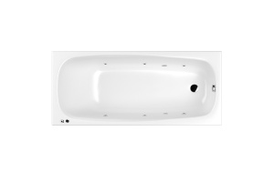 Ванна акриловая WHITECROSS Layla Slim Soft 180x80 с гидромассажем белый - хром