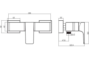 Смеситель Villeroy & Boch Architectura Square для душа TVS12500100061 - 2