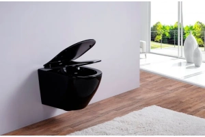 Унитаз подвесной Esbano Azalea с сиденьем микролифт, черный глянцевый (ESUPAZALB) - 3