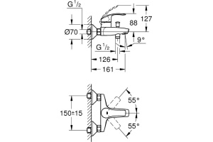 Смеситель Grohe Eurosmart New 33300002 для ванны с душем - 3