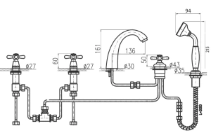 Смеситель на борт ванны Rav Slezak Morava золото - 2