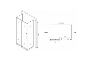 Душевой уголок Abber Schwarzer Diamant 160х85 черный стекло прозрачное - 2