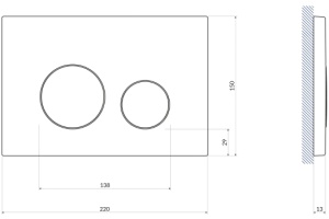 Кнопка смыва Cersanit Twins 63534 c рамкой, черная матовая - 3