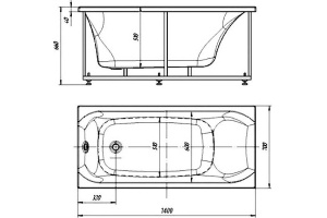 Акриловая ванна Акватек Альфа 140 см - 2