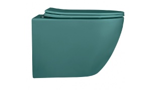 Унитаз подвесной Abber Bequem безободковый с сиденьем микролифт темно - зеленый матовый - 2