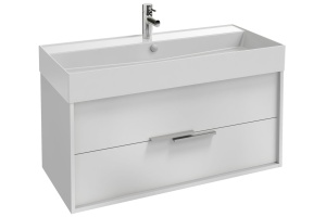 EB1508-N18-N18 тумба под раковину VIVIENNE с 2 ящик., хром. руч./100/ (белый меламин/белый меламин)
