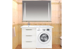 Тумба с раковиной Misty Куба 105 белая, под стиральную машину - 2