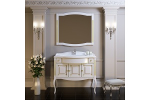 Мебель для ванной Opadiris Лаура 100 белая с патиной, с раковиной из литьевого мрамора - 2