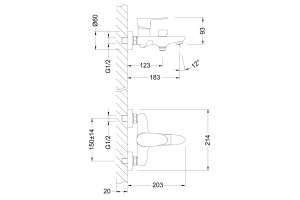 Смеситель Lemark Nero LM0214C для ванны с душем - 2