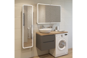 Тумба с раковиной STWORKI Берген 60 серая со светлой столешницей 122, Moduo 55 Leaf, R - 3