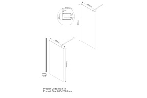 Душевая перегородка Vincea Walk-In 60х200 профиль золото стекло прозрачное  - 3