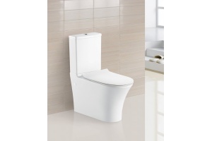 Унитаз-компакт BelBagno Deluca BB343CPR безободковый с бачком BB343T и сиденьем микролифт BB2011SC - 3