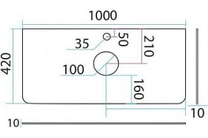 Столешница Misty Скай 100х42 стекло матовое - 3
