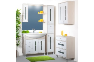 Мебель для ванной Бриклаер Бали 85 светлая лиственница, белый глянец