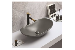 Раковина накладная CeramaLux NC 61.55 см серый матовый (7811AMDH-2) - 2