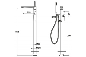 Смеситель для ванны Belbagno CARIN (CAR-FMT-CRM) - 2