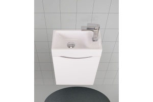 LIBERTY База под раковину подвесная с одной распашной дверцей, Bianco Lucido, 400x220x500, Liberty-400-1D-SO-BL-R - 3