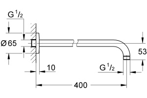 Кронштейн для верхнего душа Grohe New Tempesta 27851000 400мм - 2