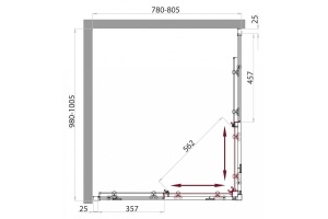 Душевой уголок BelBagno Sela 100х80 профиль хром стекло рифленое - 2
