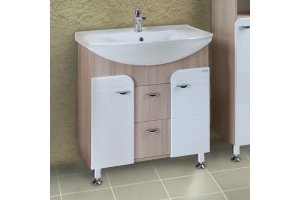 Тумба с раковиной Onika Стиль 75 белый - светлое дерево - 2