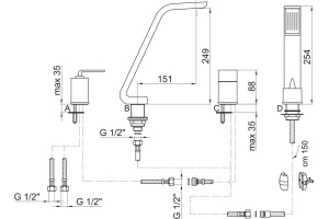 Смеситель Webert Wolo WO850701015 на борт ванны, хром - 2