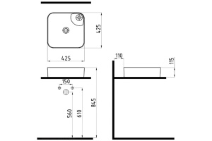 Раковина накладная Bien Flame 42 серый - белый - 2