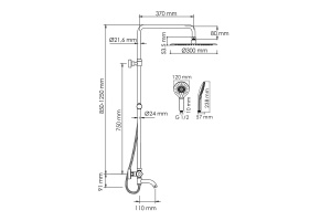 Душевая система WasserKraft 30 с термостатом хром - 3