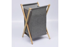 Корзина для белья Wasserkraft Nau светлое дерево - серый - 3