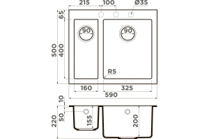 Мойка кухонная Omoikiri Bosen 59-2-GR leningrad grey - 2