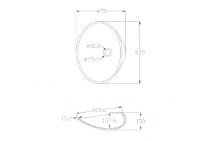 Накладная раковина Abber Kristall 54 коричневая - 3