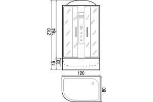 Душевая кабина с поддоном River DUNAY 120/80/44 TH R (10000000068) - 3