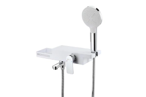 Смеситель Lemark Unibox LM6914CW для ванны и душа с поворотным изливом, хром-белый