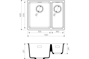 Мойка кухонная Omoikiri Kata 55-2-U-GR leningrad grey - 2