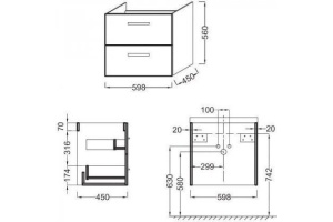 EB390RU-NR тумба под раковину OLA /59,8x45x56/(темный дуб) - 2