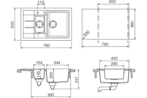 Мойка  Aster 60 D Cristalite саббиа - 2
