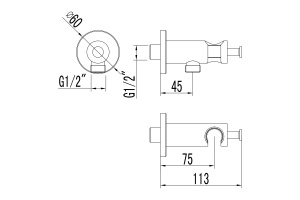 Подключение для душевого шланга с креплением для лейки Lemark LM1185C для LM1119C, LM1219C, хром - 2