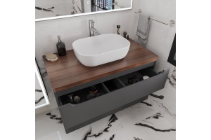 Тумба с раковиной STWORKI Берген 100 серая с темной столешницей, Moduo 50 Square - 3