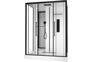 Душевая кабина Black&White Galaxy 160х85 черная с гидромассажем