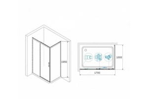 Душевой уголок RGW Leipzig LE-41-1B 170х100 профиль черный стекло прозрачное - 3