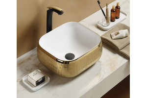 Раковина накладная CeramaLux NC 45 см золото (C1068)