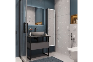 Тумба с раковиной DIWO Элиста 80 черный мрамор с раковиной Moduo 55 Leaf - 3