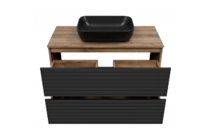 Тумба под раковину Brevita Dakota 100 дуб галифакс олово, черный кварц (DAK-07100-19/02-2Я) - 3